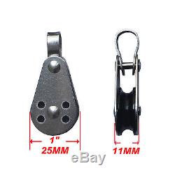 10 x 25mm Stainless Steel Pulley Block w nylon sheave for Kayak With Fixed Pin