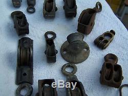 15 Antique Vintage Rope Pulleys Nautical Barn Old Window Steampunk