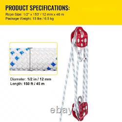 150 Ft. L Twin Sheave Block and Tackle 7700 Lbs. Capacity Stainless Outdoor Shea