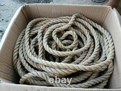 180 Feet! Vintage Farm Barn Rope 1+ Heavy Antique 100+ Years Old. 47 Pounds! Nice