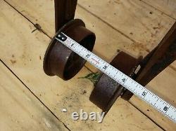 1800's Working Wood Beam Barn Hay TROLLEY with DROP PULLEY, Amish Sale Find