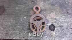 1860's Antique Cast Iron Whitcomb Hay Elevator Pulley, Oak Hill Mfg. Co. NY
