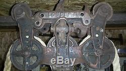 1894 Louden Hay Trolley, Drop Pulley & Barn Rope, 3' track, 2 hangers! VIDEO