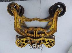 1896 Antique Diamond original yellow paint with stencil Hay Barn Trolley pulley