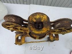 1896 Antique Diamond original yellow paint with stencil Hay Barn Trolley pulley