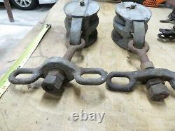 2 Antique Double Stack Block Bagnall & Loud Boston Pulley