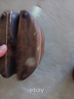 2 Dubble Wooden Pulleys For Parts