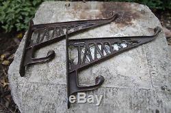2 Vintage 1900s James Way Cast Iron Harnes Wall Hooks Barn Hardware Stable