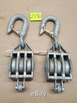 (2) W. B. CO #4 Snatch Block Tackle Pulley Shackle USA Lifting Crosby 7/8 Hook