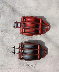 2-Western Block Co. 6000 LB. 3 pulley Block and Tackle 3/4'' Rope Size