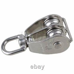 20pcs 304 Stainless Steel M15 Double Pulley Block for Rope Chain Traction