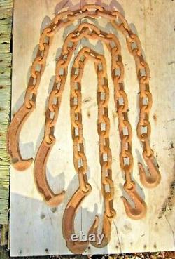 3 Matching Antique Vintage Large Link 54 Chains & Hooks 3 Links, 1/2 Diameter