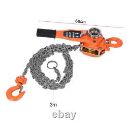 3 Ton Block and Tackle Chain Hoist Ratchet 3M Chain Lifting Pulley 3000KG Lift