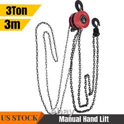 3 Ton Chain Hoist Block and Tackle Load Crane 3M Lifting Pulley Sling Tool AU