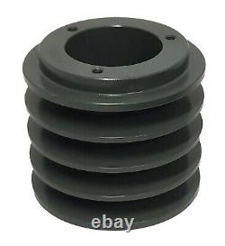 4 Groove Cast Iron Electric Motor Pulley Sheave 4.95, Bushing Included- 1 1/8