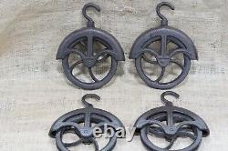 4 Rustic Cast Iron Hanging Cable Pulley Wheel Hook Farmhouse Country Decor Light