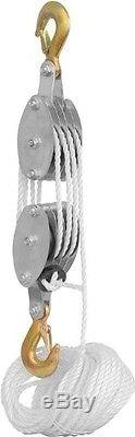 4000 LB CAP HAND ROPE BLOCK & TACKLE PULLEY HOIST PULLY WHEEL SYSTEM 2 TON NEW