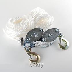 4000LB 2 Ton 65FT Poly Rope Hoist Pulley Block And Tackle Rope 71 Lifting