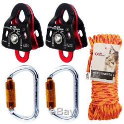 40kN Micro Double Pulley Block and Tackle Kit with Rope Climbing Rescue Arborist