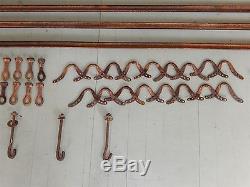 43' Antique Hay Barn Trolley Track Rail Hangers Stops Connectors Hooks & More