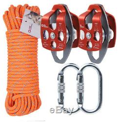 51 Block and Tackle Kit 32kN Pulley 22kN Carabiner 50ft Rope Hauling Systems