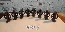 8 Antique Small Cast Iron Pulleys BEAUTIFUL SET