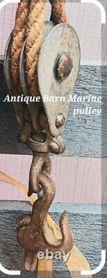 ANTIQUE Barn/Marine PULLEYs -#4-CAST IRON- Salvage- Farmhouse-primitive Decor