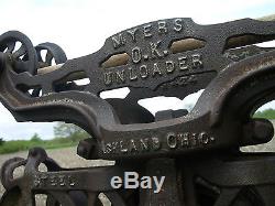 Antique Cast Iron Barn Hay Carrier Unloader & Pulley Steam Punk Lamp Hanger