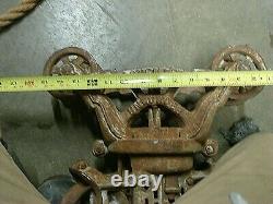 ANTIQUE CAST IRON F. E. MYERS CLOVERLEAF HAY TROLLEY UNLOADER PATENT 1903 w Rope