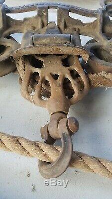 ANTIQUE CAST IRON FE MYERS & BRO OK PAT NOV 1844 BARN HAY TROLLEY With DROP PULLEY