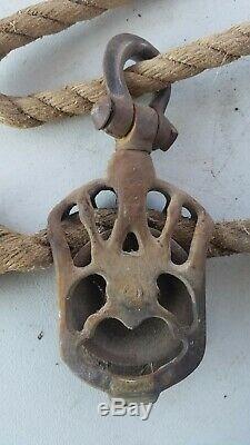 ANTIQUE CAST IRON FE MYERS & BRO OK PAT NOV 1844 BARN HAY TROLLEY With DROP PULLEY
