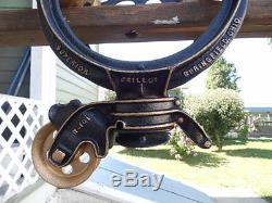 Antique Cast Iron Superior Drill Co. Hay Trolley Pulley Steampunk Estate