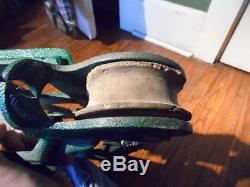 ANTIQUE CAST IRON & WOOD MYERS HOUZEL & CO HAY TROLLEY BARN PULLY CANTON OH