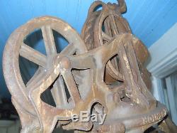 ANTIQUE Cast Iron LOUDEN SENIOR HAY TROLLEY Pulley HangerUSACLEAN INTACT FL