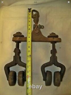 ANTIQUE HAY CARRIER TROLLEY PULLEY BARN MULTIUSE VINTAGE WITH 30 Track Included