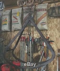 Antique Hay Double Harpoon Forks Claw Trolley Farm Tool, Center Spear! Grapple