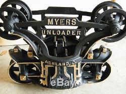 Antique Hay Trolley Myers With Drop Pulley Primitive Barn Tool Unloader