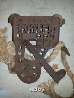 ANTIQUE HAY TROLLEY UNLOADER CARRIER PORTER Cut-Out Name Rare Unusual