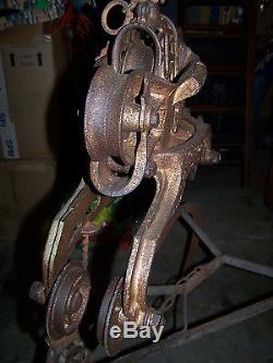 Antique Myers Bro Ok Unloader Cast Iron Hay Trolley & Fork Steampunk Farm Tool