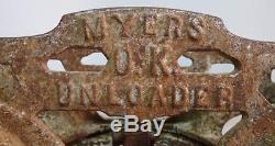 ANTIQUE MYERS OK UNLOADER BARN HAY TROLLEY CARRIER PULLEY CAST IRON STEAMPUNK