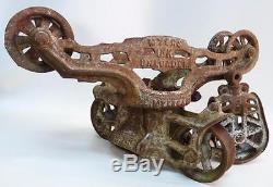 ANTIQUE MYERS OK UNLOADER BARN HAY TROLLEY CARRIER PULLEY CAST IRON STEAMPUNK
