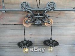 ANTIQUE ORIGINAL RESTORED MYERS HAY TROLLEY RUSTIC LIGHTING BARN DECOR WithTRACK