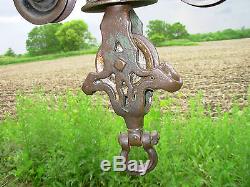 Antique Ornate Pat. 1884 Hay Trolley Carrier & Drop Pulley Steampunk Lamp Hanger