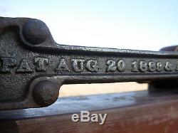 ANTIQUE PAT 1889 CAST IRON BARN HAY CARRIER & PULLEY STEAM PUNK LAMP HANGER