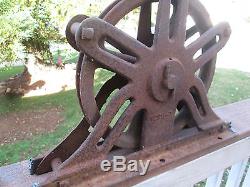 ANTIQUE PULLEY VINTAGE PULLEY WHEELS BARN PULLEYS MACHINE CAST IRON STEAMPUNK