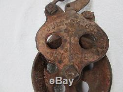 ANTIQUE VINTAGE LOUDEN'S CAST IRON FORK PULLEY #25 HAY BARN TROLLEY