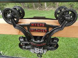 ANYIQUE MYERS & BROS. OK UNLOADER CAST IRON WOOD BEAM HAY TROLLEY EST. 1900