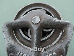 ATQ Rare 1861 Levi Beardsley Cast Iron Hay Drop Pulley Unique Roller Bearings
