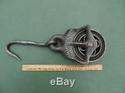 ATQ Rare 1861 Levi Beardsley Cast Iron Hay Drop Pulley Unique Roller Bearings