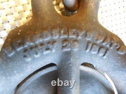 Antique 1861 Levi Beardsley Cast Iron Hay Drop Pulley